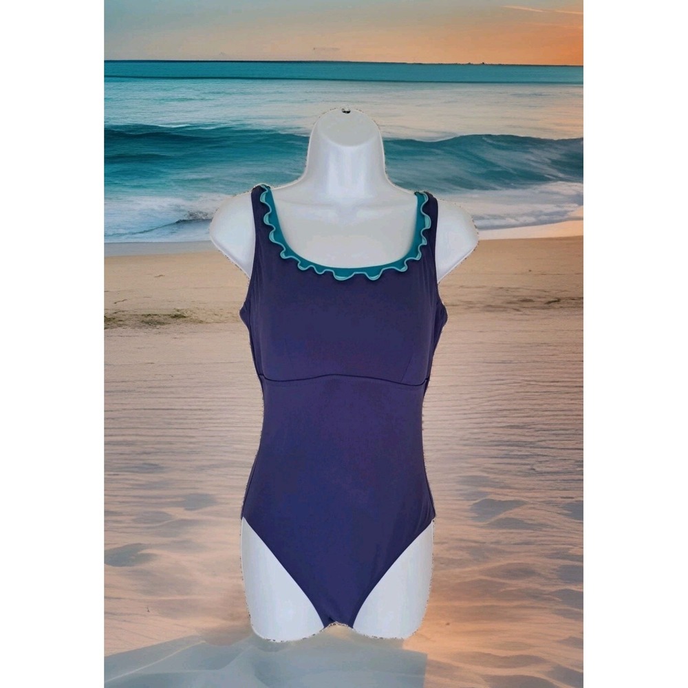 Profile Swimsuit‎ 10 Periwinkle Blue One Piece Bathing Suit Resort Wear Vacation